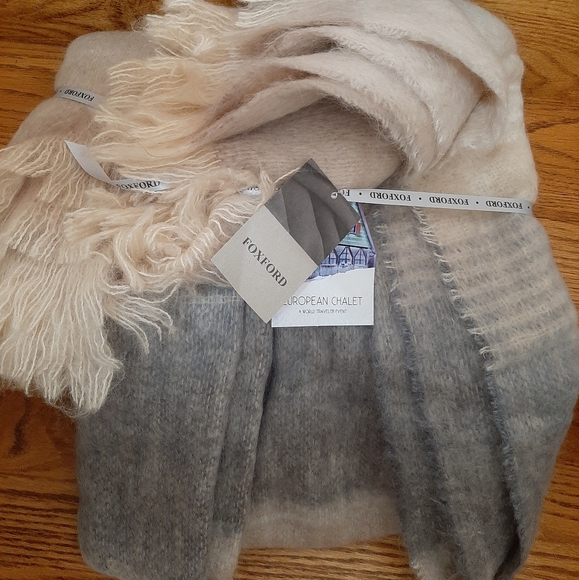 Foxford Other - Foxford Ombreid Stripe Mohair Blanket throw neutral colors